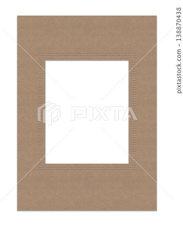 Kraft paper rectangle frame window cut mockup with vintage embossed texture for card photo and branding design 138870438