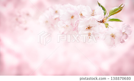Soft pink cherry blossom background with bokeh and copy space, delicate sakura flowers spring banner Soft pink cherry blossom background with bokeh and copy space, delicate sakura flowers spring banner 138870680
