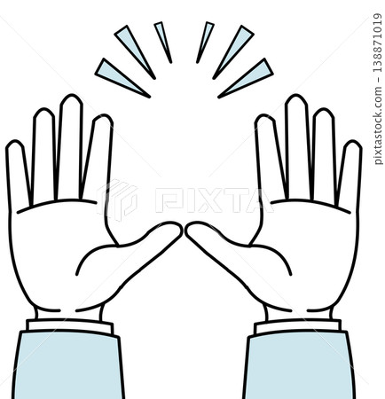 An illustration of hands in a cheering pose. 138871019