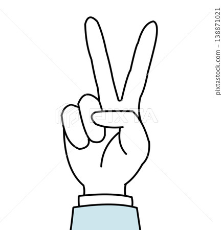 Illustration of a hand making a peace sign 138871021