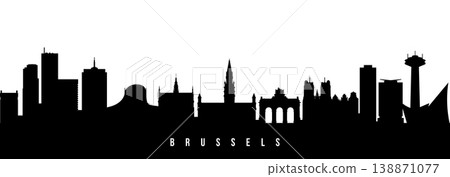 Vector silhouette illustration of Brussels urban skyline. Vector silhouette illustration of Brussels urban skyline. 138871077