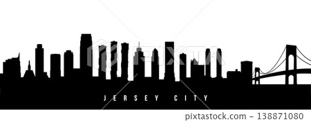 Vector silhouette illustration of Jersey City urban skyline. 138871080