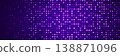 Abstract tech pixel background. Finance grid. Digital frame. Glowing purple squares on dark background. Business bg. Blue mosaic. Futuristic, tech-style template. Vector Illustration 138871096