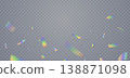 Light effect background. Diamond glass flare. Rainbow hologram. Holographic confetti bg. Prism lens. Shiny festive decor. Crystal texture. Party celebration. Holiday design. Vector Illustration 138871098