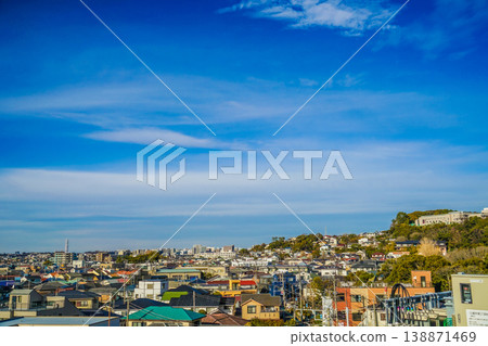 Blue sky and the townscape of Enoshima Blue sky and the townscape of Enoshima 138871469