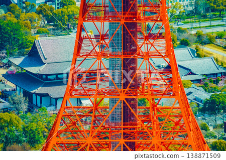 東京塔和寺廟 138871509
