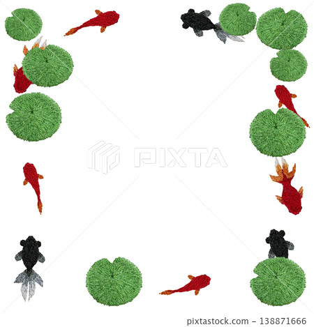 【金魚與水生植物相框】手工刺繡插畫材料 138871666
