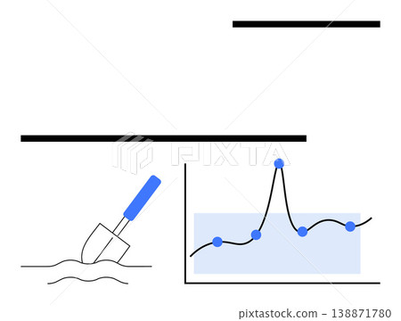 Business analytics, environmental progress, data visualization, productivity, growth, trends . Graph with blue points and a planting symbol. Data visualization and growth concept 138871780