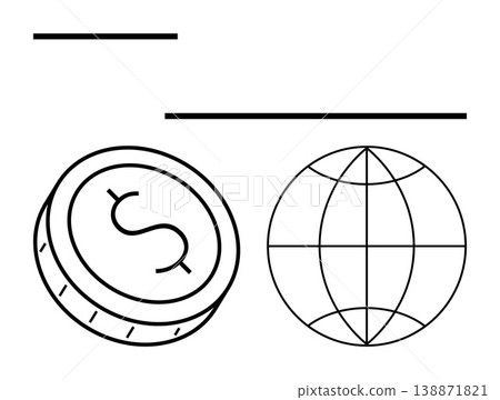 Financial services, globalization, economic exchange, global trade, currency management, international investment. A dollar coin next to a globe. Financial services and globalization concept 138871821