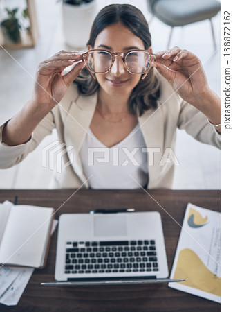Hands, woman or glasses for vision wellness, healthcare or clear view of law firm goals, target or innovation. Top view, smile or happy worker and eyewear, laptop technology or lawyer paper documents Hands, woman or glasses for vision wellness, healthcare or clear view of law firm goals, target or innovation. Top view, smile or happy worker and eyewear, laptop technology or lawyer paper documents 138872162
