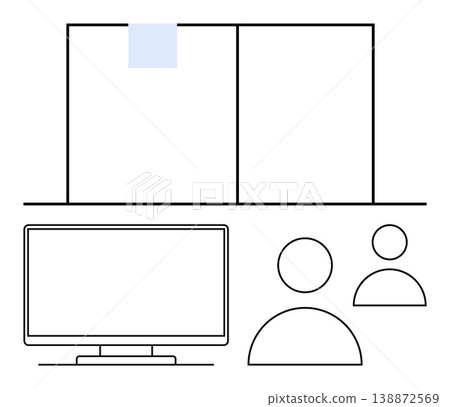 Collaboration, communication, teamwork, remote work, user experience, digital workspace. Features a computer screen, document and user icons. Collaboration and communication in digital workspaces Collaboration, communication, teamwork, remote work, user experience, digital workspace. Features a computer screen, document and user icons. Collaboration and communication in digital workspaces 138872569