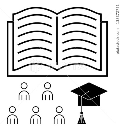 Education, learning, academia, teamwork, knowledge, skills development. Open book, group of people graduation cap. Education and learning concepts with a focus on knowledge sharing Education, learning, academia, teamwork, knowledge, skills development. Open book, group of people graduation cap. Education and learning concepts with a focus on knowledge sharing 138872751