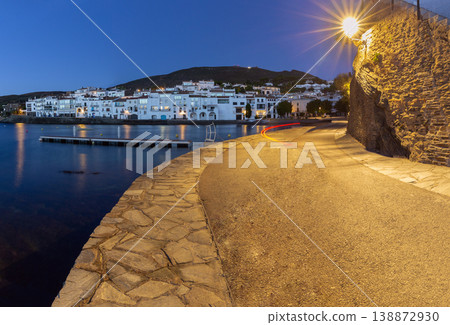 Waterfront road at dawn in Cadaques, Catalonia, Spain 138872930