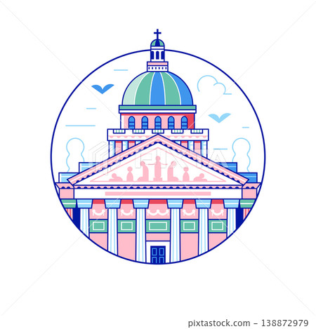 Paris Pantheon Landmark Building Circle Line Icon Paris Pantheon Landmark Building Circle Line Icon 138872979