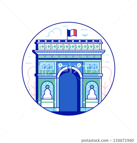 Triumphal Arch Landmark Building Icon in Line Art Triumphal Arch Landmark Building Icon in Line Art 138872980
