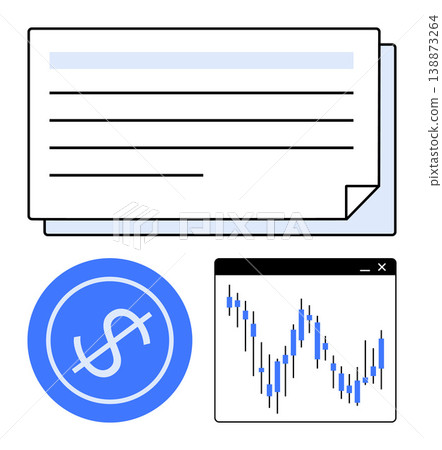 Financial analysis, economic growth, investment strategies, stock trading, business management, currency trends. Dollar symbol, paper document stock chart with candlesticks. Financial analysis Financial analysis, economic growth, investment strategies, stock trading, business management, currency trends. Dollar symbol, paper document stock chart with candlesticks. Financial analysis 138873264