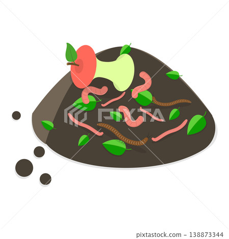 3D Isometric Flat Vector Illustration of Organic Disposal, Recycling Food Waste And Kitchen Scraps In Compost Collection Program. Item 4 138873344