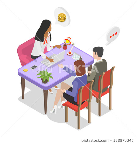 3D Isometric Flat Vector Illustration of Underwriting, Process of Evaluating Risk. Item 1 138873345