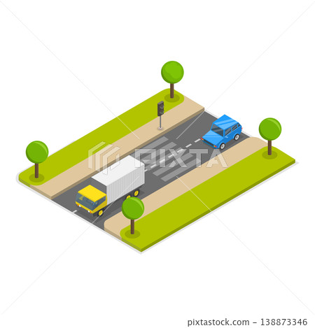 3D Isometric Flat Vector Illustration of Urban Transport, City Traffic In A City Setting. Item 2 3D Isometric Flat Vector Illustration of Urban Transport, City Traffic In A City Setting. Item 2 138873346