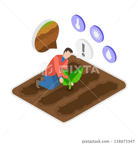 3D Isometric Flat Vector Illustration of Growing and Harvesting, Industry of Organic Farming. Item 2 3D Isometric Flat Vector Illustration of Growing and Harvesting, Industry of Organic Farming. Item 2 138873347