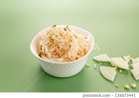 traditional cabbage salad with onion and herbs 138873441