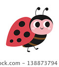Cute cartoon ladybug. Design for children. Vector illustration in a flat style, isolated on a white background 138873794