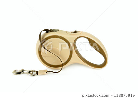 Retractable Beige Dog Leash with Chrome Carabiner Retractable Beige Dog Leash with Chrome Carabiner 138873919