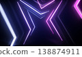 Dynamic cyberpunk hallway illuminated by vivid neon lights and reflections 138874911