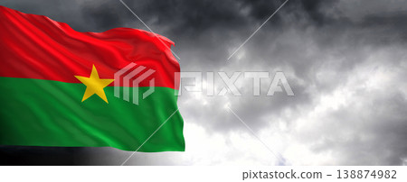 National flag of Burkina Faso with dark clouds, 3D rendering National flag of Burkina Faso with dark clouds, 3D rendering 138874982