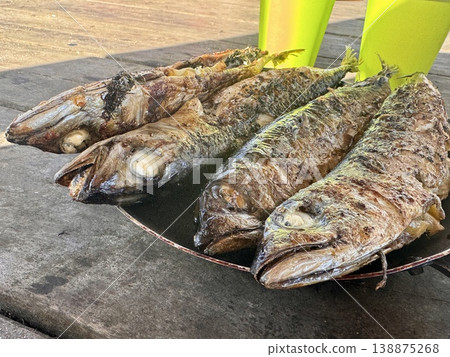 the process of roasting juicy and spiced fresh mackerel on a grill, mackerel on coals on a grill recipe the process of roasting juicy and spiced fresh mackerel on a grill, mackerel on coals on a grill recipe 138875268