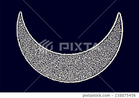 Ornate Crescent Moon with Intricate Arabic Calligraphy Pattern on Dark Blue Background Ornate Crescent Moon with Intricate Arabic Calligraphy Pattern on Dark Blue Background 138875456