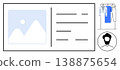 Digital identity, personal profiles, user interface, e-commerce, clothing selection, online services. Interface with an avatar, personal data fields and clothes on a rack. Digital identity 138875654