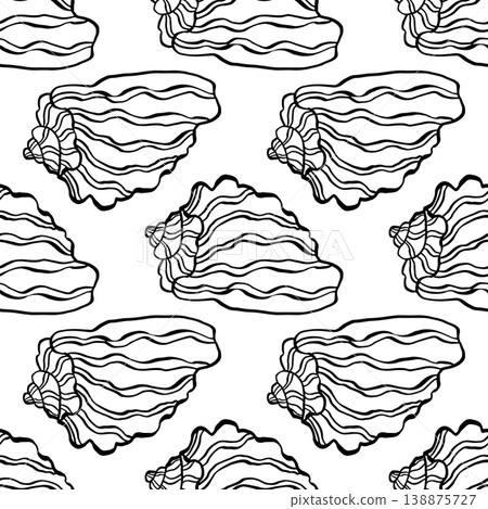 Seamless vector pattern with large conch seashells. Marine design. Summer ocean pattern for textile, wallpaper, fabric and interior design. Seamless vector pattern with large conch seashells. Marine design. Summer ocean pattern for textile, wallpaper, fabric and interior design. 138875727