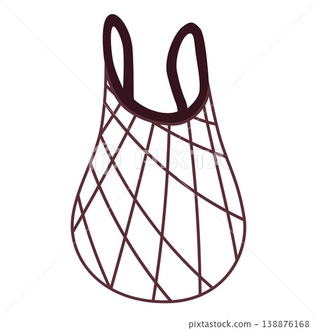 Mesh tote bag flat vector icon, fabric shopping bag, hanging shopper bag with handles for carrying shopping purchases Mesh tote bag flat vector icon, fabric shopping bag, hanging shopper bag with handles for carrying shopping purchases 138876168