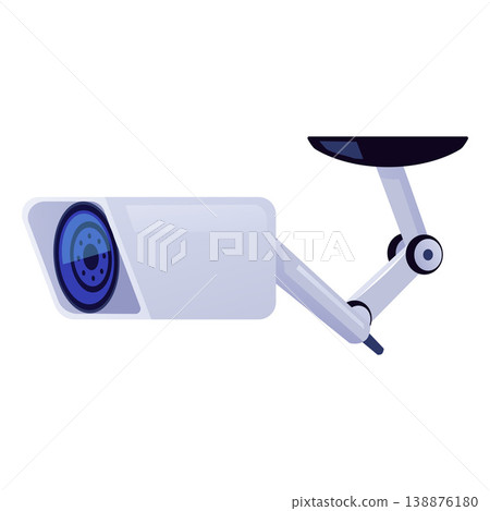 CCTV camera, surveillance video camera flat vector icon, safety monitoring and control device, security gadget side view CCTV camera, surveillance video camera flat vector icon, safety monitoring and control device, security gadget side view 138876180
