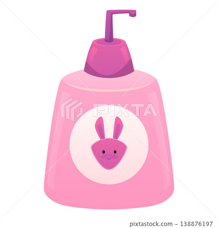 Baby pink dispenser bottle, kid newborn hygiene cosmetics product for skin and hair care, vector flat cream soap package Baby pink dispenser bottle, kid newborn hygiene cosmetics product for skin and hair care, vector flat cream soap package 138876197