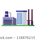 Factory buildings, industrial manufacturing complex architecture with chimneys plant construction vector illustration 138876215