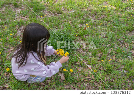 A girl with a dandelion 138876312