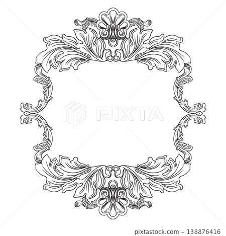 Beautiful ornate baroque floral frame vector illustration Beautiful ornate baroque floral frame vector illustration 138876416
