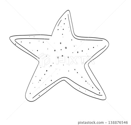 Hand drawn starfish line art ocean star sketch on a transparent background 138876546