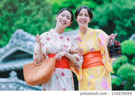 A woman in a yukata enjoying a hot spring trip A woman in a yukata enjoying a hot spring trip 138876899