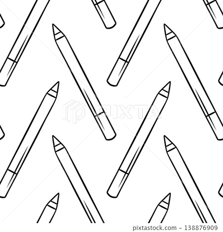 Eyeliner, simple black and white pattern in doodle and sketch style. Hand-drawn cosmetic product for beauty branding, makeup packaging or cosmetic catalogs Eyeliner, simple black and white pattern in doodle and sketch style. Hand-drawn cosmetic product for beauty branding, makeup packaging or cosmetic catalogs 138876909