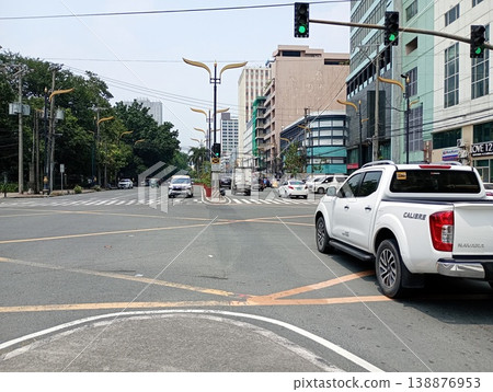 A modern streetscape and a major intersection in Manila, Philippines. 138876953