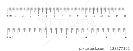 Ruler scale, measuring chart with 6 inches and 15 centimeters. Length measurement distance, height, math. Template of sewing tool. Measuring chart with 6 inch and 15 cm. Ruler scale, measuring chart with 6 inches and 15 centimeters. Length measurement distance, height, math. Template of sewing tool. Measuring chart with 6 inch and 15 cm. 138877391