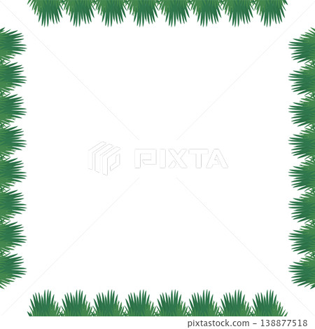 Summer background frame made of green tropical palm and leaves. Cute empty frame box 138877518