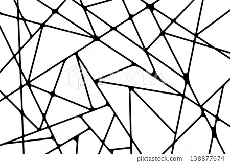 Abstract geometric Voronoi background, black and white polygonal line art pattern, vector minimalist mosaic texture. 138877674