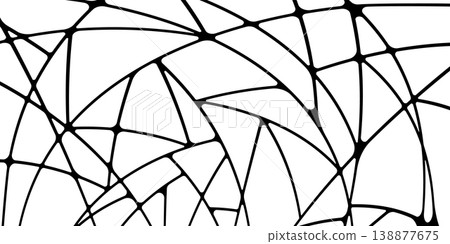 Abstract geometric Voronoi background, black and white polygonal line art pattern, vector minimalist mosaic texture. 138877675