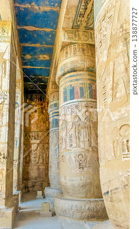 Medinet Habu, the mortuary temple of Ramesses III, located on the west bank of Luxor, Egypt. Medinet Habu, the mortuary temple of Ramesses III, located on the west bank of Luxor, Egypt. 138877727