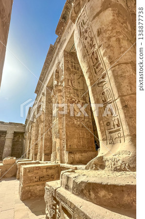 Medinet Habu, the mortuary temple of Ramesses III, located on the west bank of Luxor, Egypt. Medinet Habu, the mortuary temple of Ramesses III, located on the west bank of Luxor, Egypt. 138877738