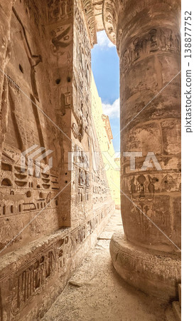 Medinet Habu, the mortuary temple of Ramesses III, located on the west bank of Luxor, Egypt. Medinet Habu, the mortuary temple of Ramesses III, located on the west bank of Luxor, Egypt. 138877752